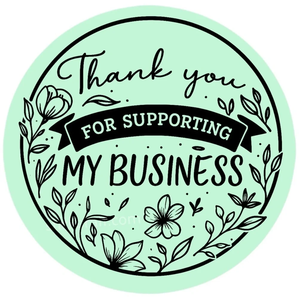 Thank You for Supporting My Business Sticker 2” | Floral Label for Packaging